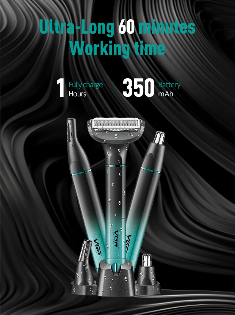 VGR 625 3in-1 Men's Personal Hair Trimming Set Rechargeable Professional Foil Shaver Portable Nose Hair Ear Hair Eyebrow Trimmer