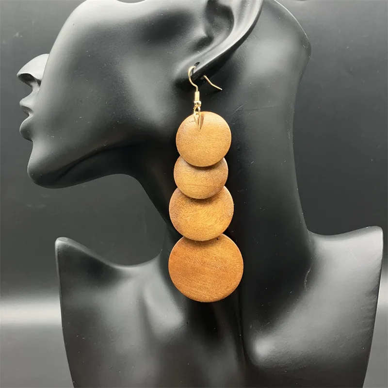 10/20/30/50Pairs/Lot Fashionable Printed Women's Wooden Thread Bohemian Vintage Hanging Earrings Daily Jewelry Randomly Shipped