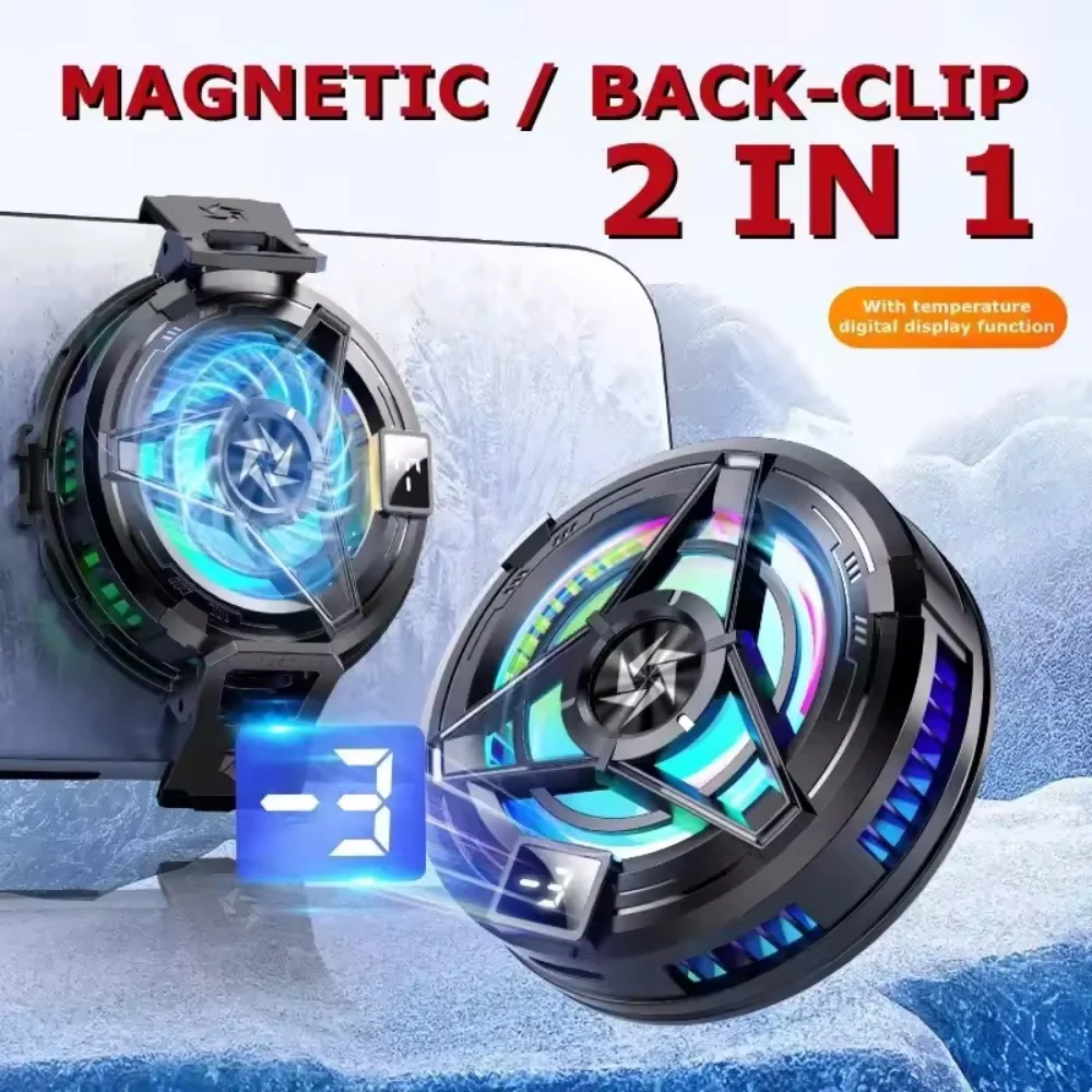 SL17 Magnetic Phone Cooler Portable Phone Semiconductor Radiator RGB Fast Cooling Phone Cooler With LED Temperature Display