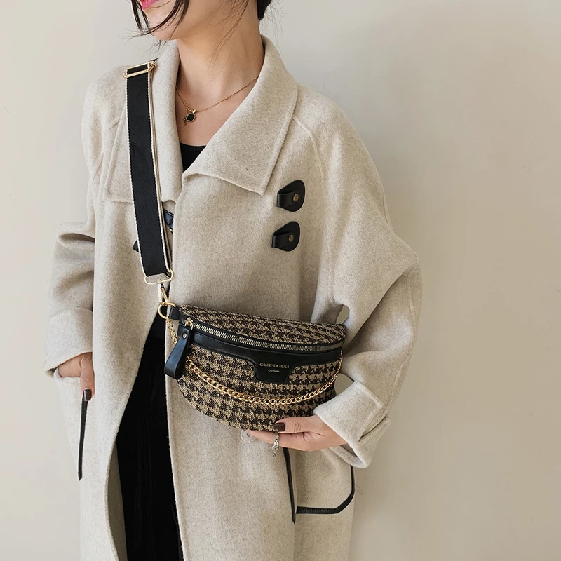 New Fashion Leopard Women Waist Bag Female Phone Purses Ladies Chest Wide Strap Crossbody Shoulder Bags Small Chain Fanny Packs