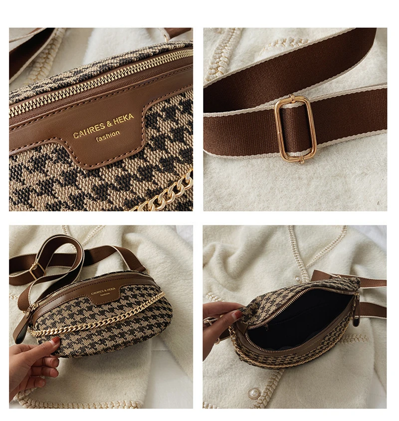 New Fashion Leopard Women Waist Bag Female Phone Purses Ladies Chest Wide Strap Crossbody Shoulder Bags Small Chain Fanny Packs