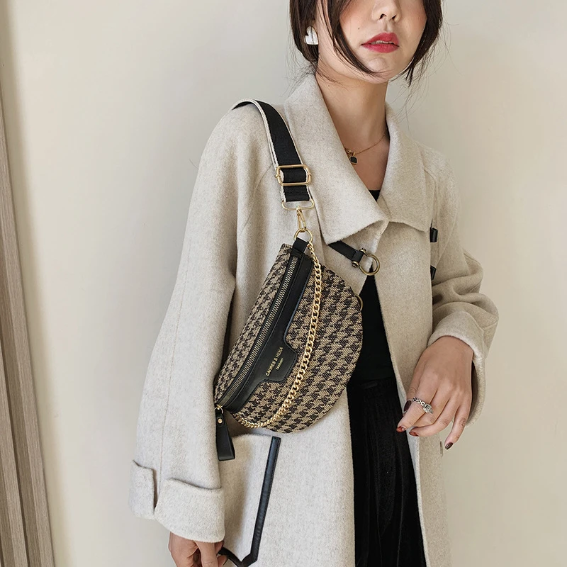 New Fashion Leopard Women Waist Bag Female Phone Purses Ladies Chest Wide Strap Crossbody Shoulder Bags Small Chain Fanny Packs