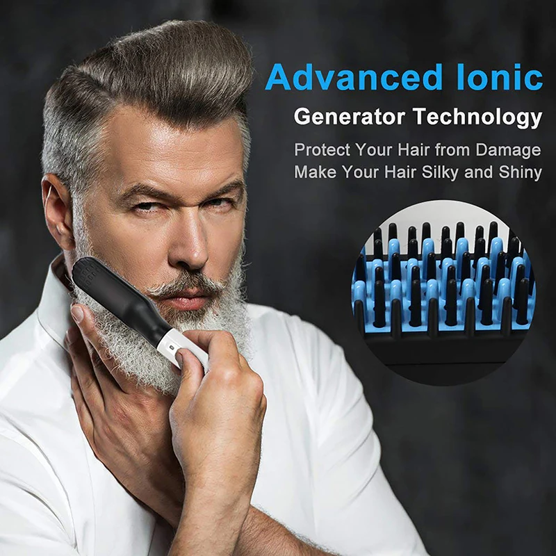 Hot Comb Straightener Electric Negative Ion Hair Straightener Brush Fast Heated Portable Men Mini Beard Straightening Comb