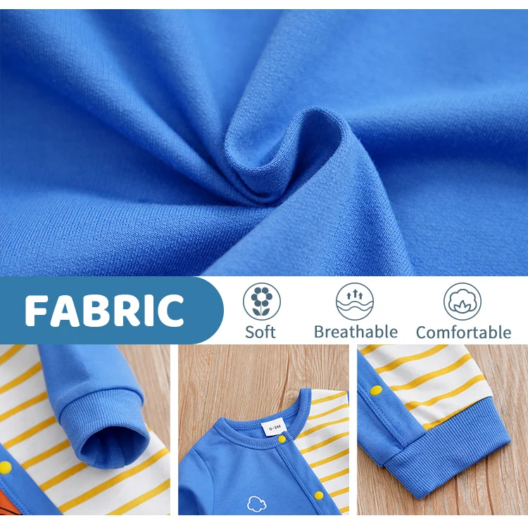Newborn Baby Clothes 0-12 Months blue car stripe print Long Sleeve Footies Toddler Boy Clothes Kids Jumpsuit Pyjama Bebe