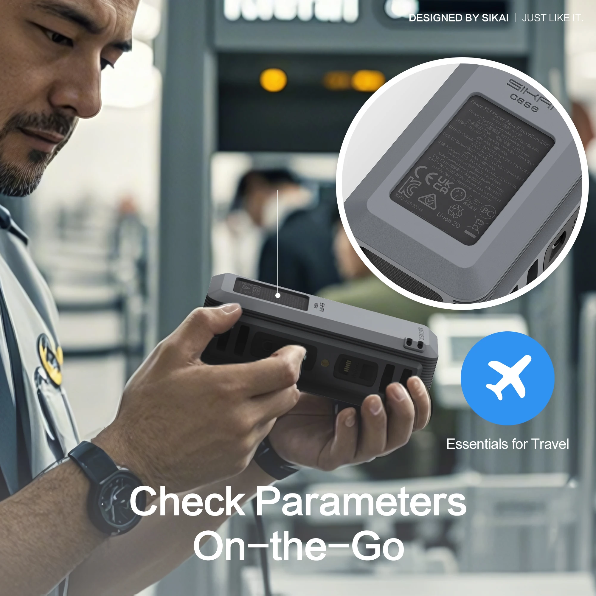 Silicone Case for Anker 737 Power Bank 140W 24000mAh PowerCore Charger TF/SIM card PIN storage Carrying Travel Case Storage Bag