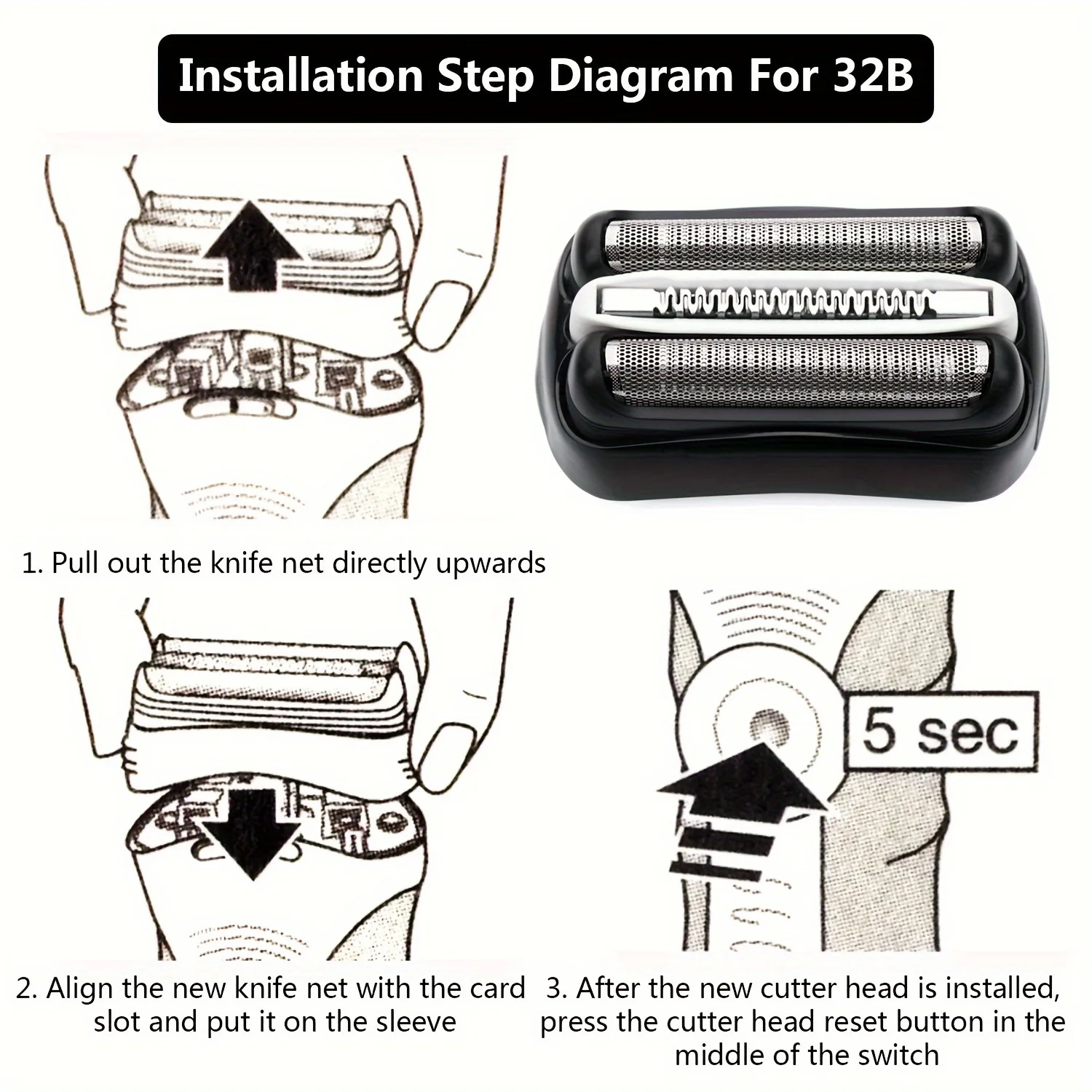 32B/21B Shaver Replacement Head for Series 3 3000s 3010s 3020s 3030s 3040s 300s 301s 310s 320s 330s 340s Electric Shaver