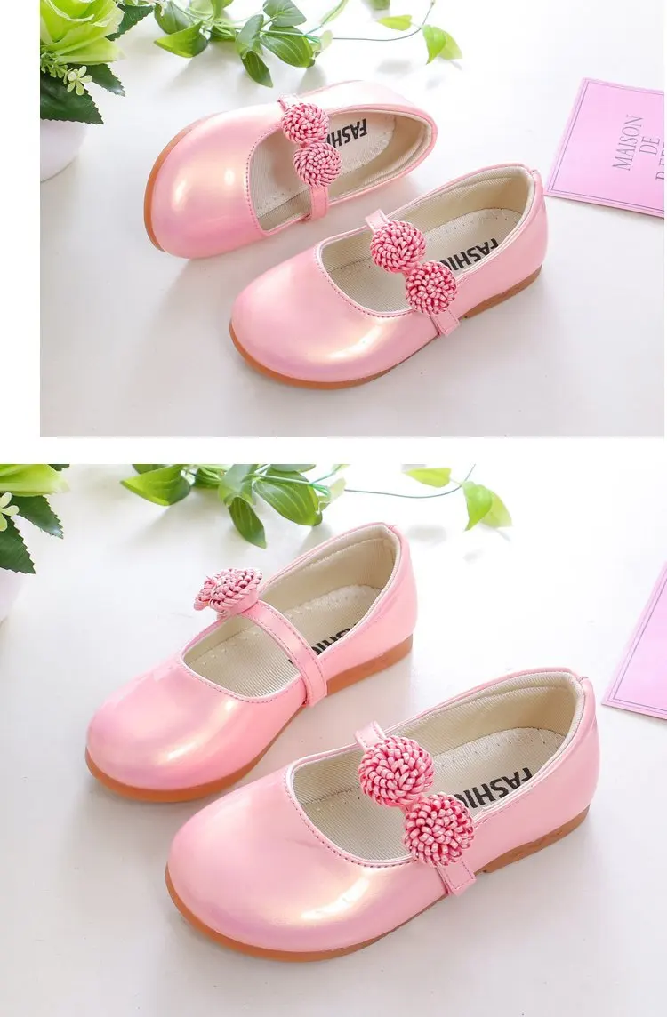 Kids Leather Shoes for Girls School Black Beige Shoes Floral Flower Girl Flats for Wedding Party Children Mary Janes Princess