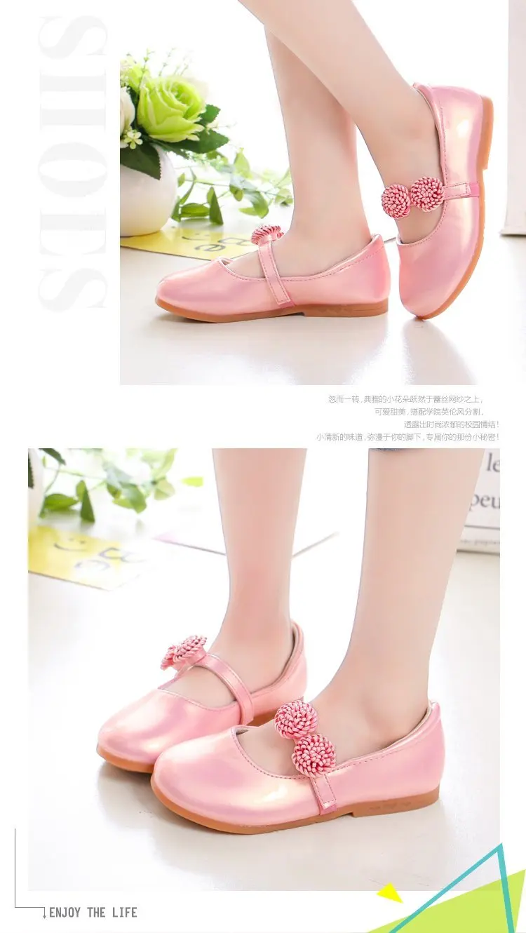 Kids Leather Shoes for Girls School Black Beige Shoes Floral Flower Girl Flats for Wedding Party Children Mary Janes Princess