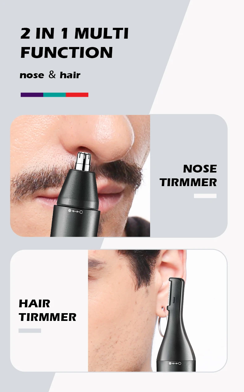 VGR Washable Nose Hair Trimmer Beard Facial Hair Trimer Eyebrow Electric Brow Nose Trimmer 2 In 1 Rechargeable V-613