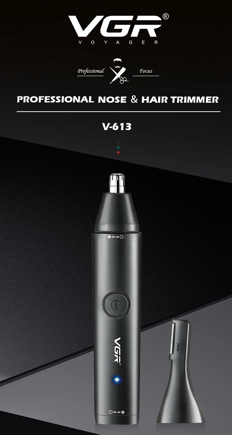 VGR Washable Nose Hair Trimmer Beard Facial Hair Trimer Eyebrow Electric Brow Nose Trimmer 2 In 1 Rechargeable V-613