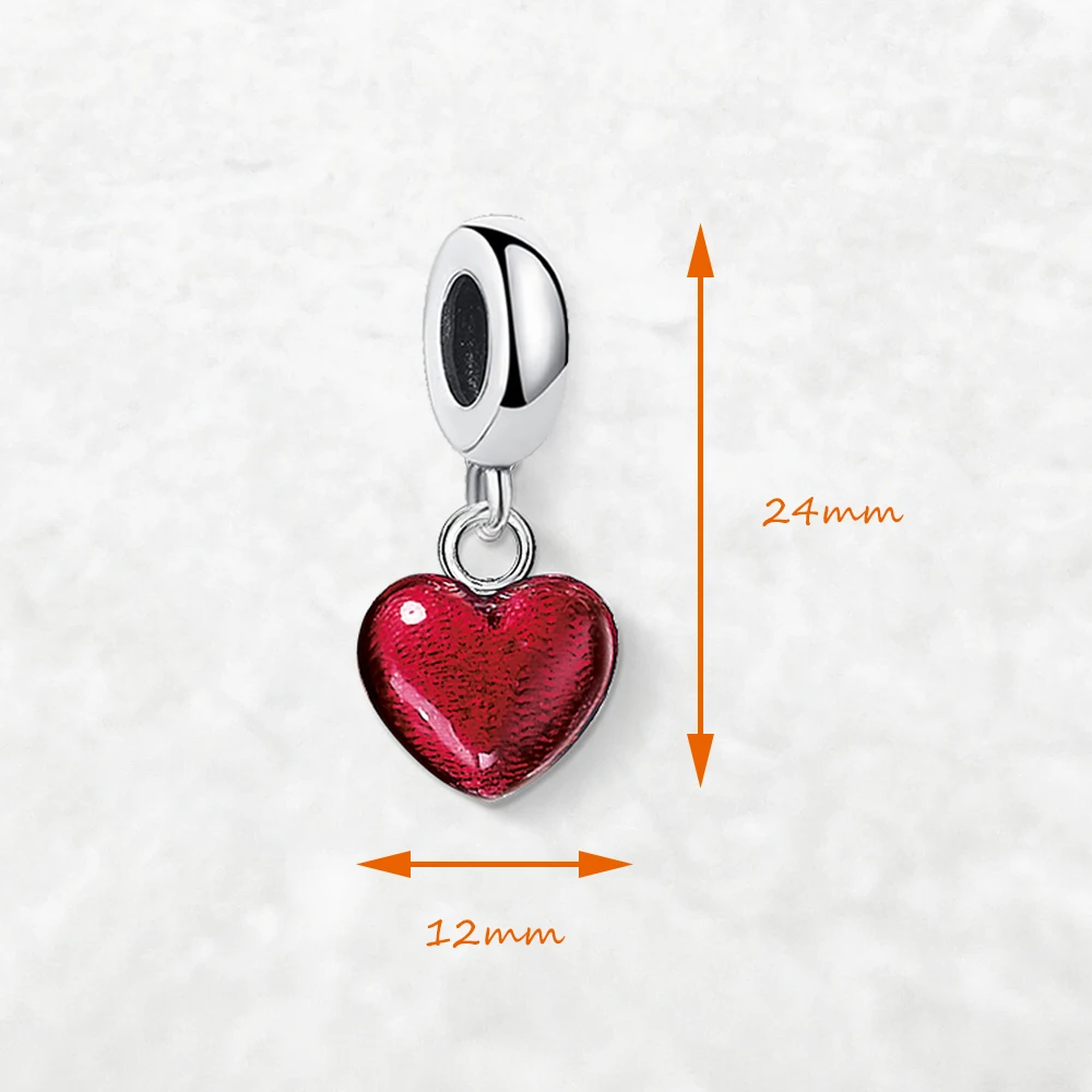 Fashion Red Heart Pendant Charm 925 Sterling Silver Romantic Love Jewelry Gift For Women