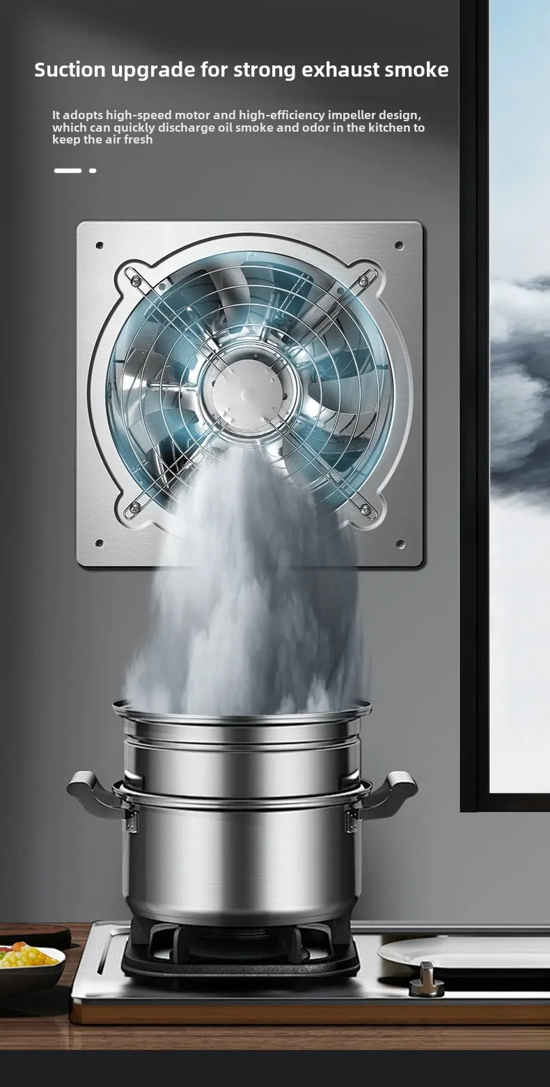 6/8Inch Extractor Ventilation Fan Exhaust Air Blower High Speed Bathroom Kitchen Toilet Air Vent Window Wall Exhaust Fan