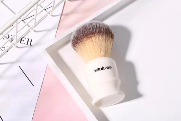 YAQI 22mm White Handle Yellow Synthetic Hair Knot Men Wet Shaving Brush YAQI Shaving Brush