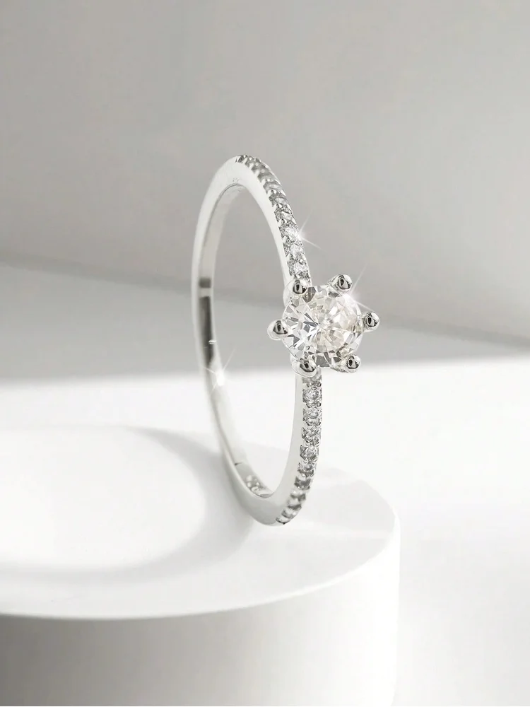 925 Sterling Silver Simplicity Classic Gorgeous Shiny Zircon Single Ring For Women Engagement Wedding High Quality Fine Jewelry