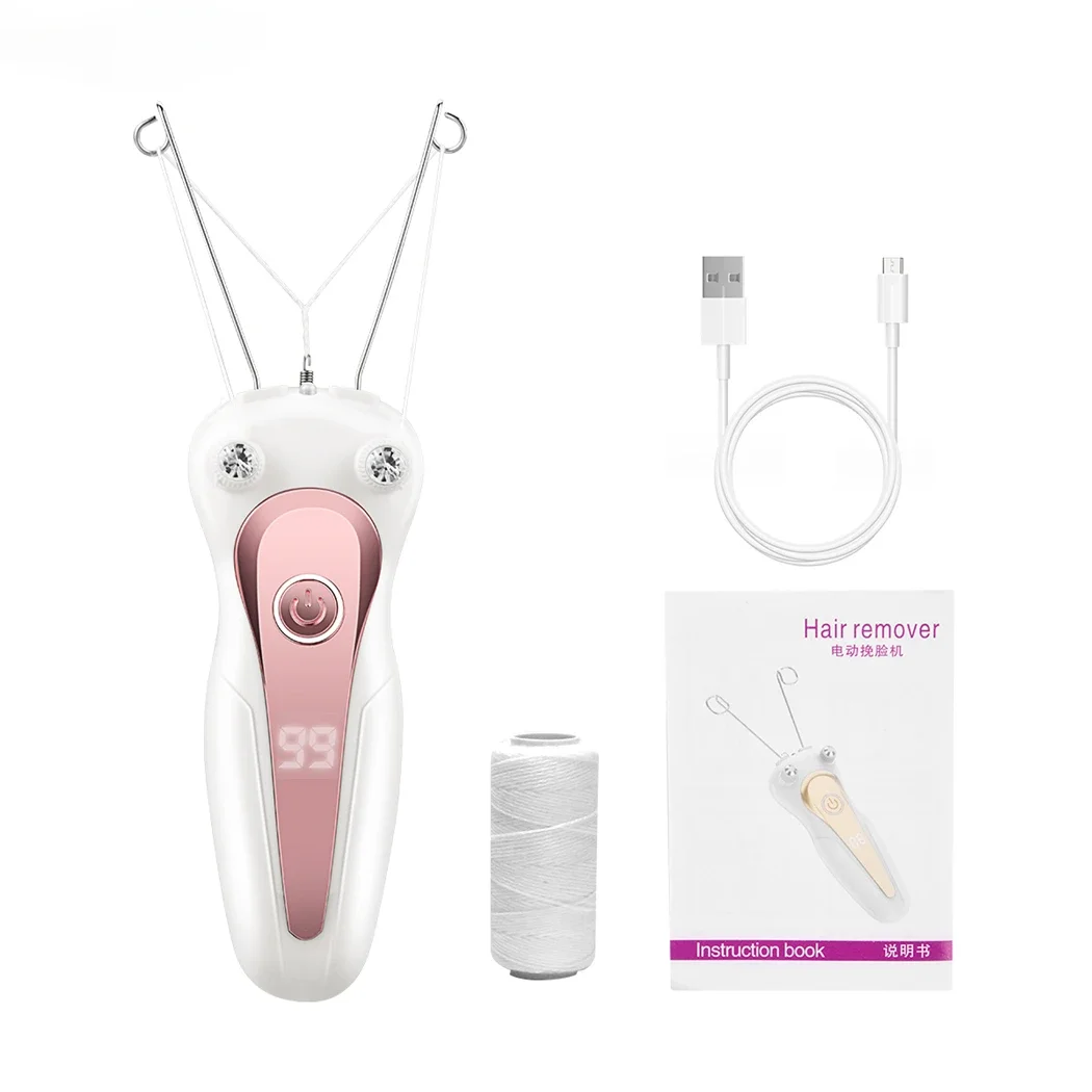 Electric Body Hair Remover Cotton Thread Epilator Leg Arm Shaver Lady Beauty Neck Threading Depilation Hair Epilator LCD Display