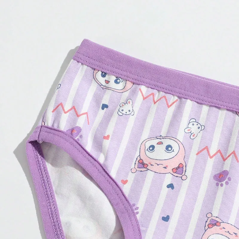 4-Piece Cute Girls Panties Premium Comfortable Cotton Baby Girls Briefs Aged 2-9 Pretty Kitty Pattern Children Underwear Bottoms