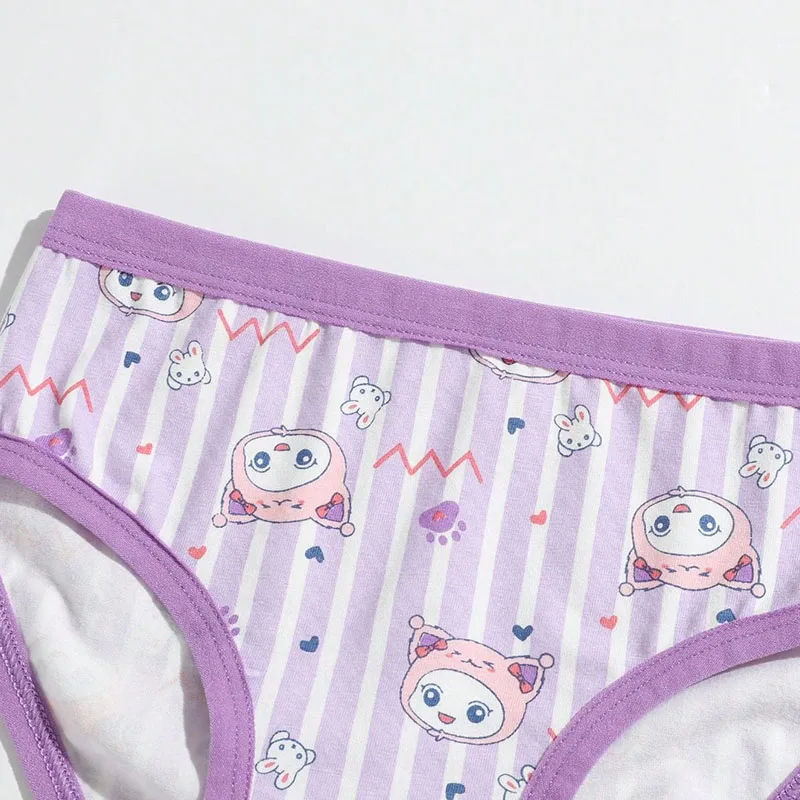 4-Piece Cute Girls Panties Premium Comfortable Cotton Baby Girls Briefs Aged 2-9 Pretty Kitty Pattern Children Underwear Bottoms