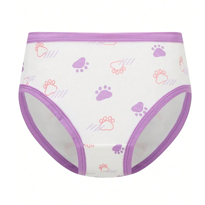 4-Piece Cute Girls Panties Premium Comfortable Cotton Baby Girls Briefs Aged 2-9 Pretty Kitty Pattern Children Underwear Bottoms