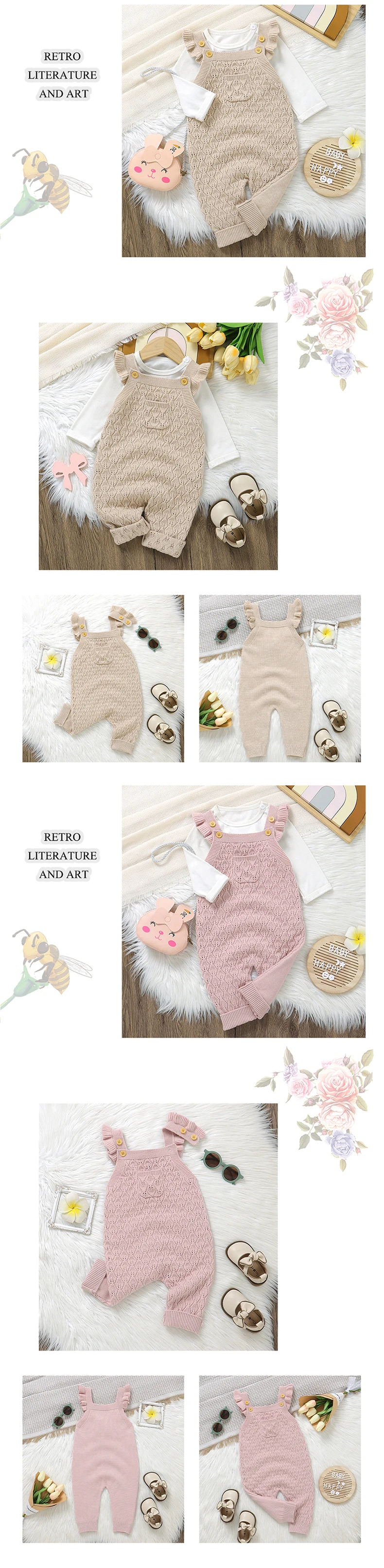 Baby Girls Knit Rompers Sleeveless One Piece Newborn Infant Solid Jumpsuits 0-18m Toddler Spring Autumn Outfits Children Clothes