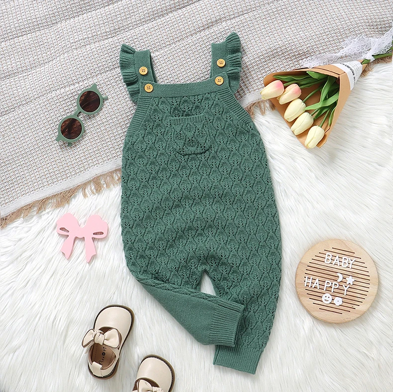 Baby Girls Knit Rompers Sleeveless One Piece Newborn Infant Solid Jumpsuits 0-18m Toddler Spring Autumn Outfits Children Clothes