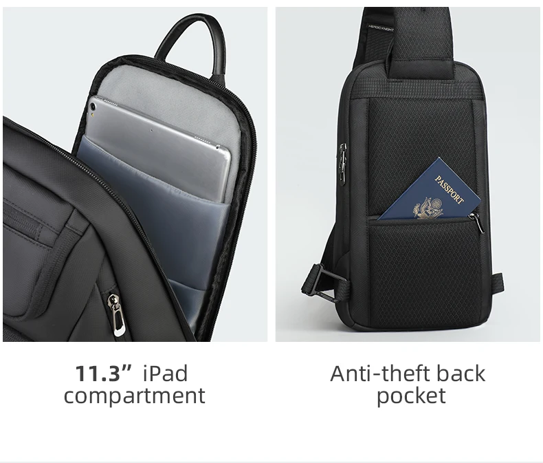 HK Business Crossbody Bag For Men Portable Shoulder Messenger Bags Male Waterproof Travel Short Trip Chest Bag For 11 Inch iPad