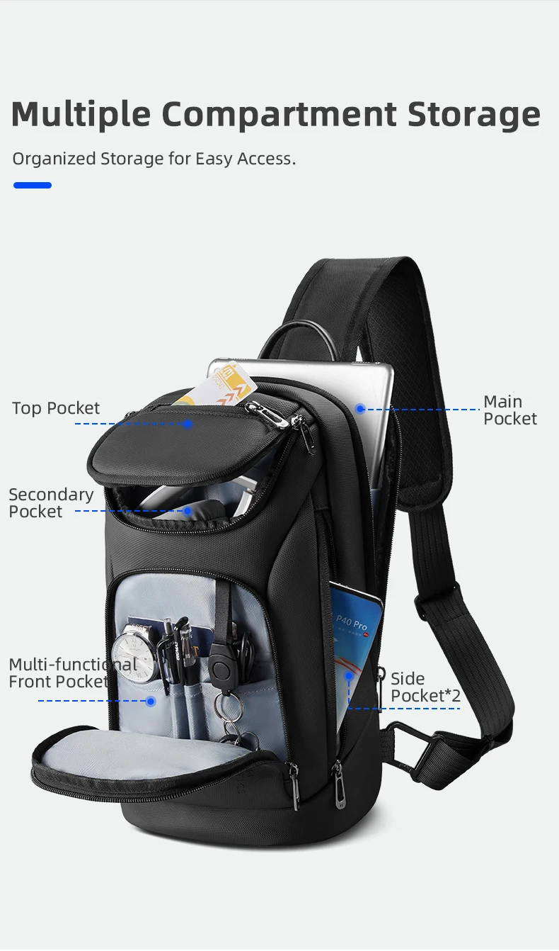 HK Business Crossbody Bag For Men Portable Shoulder Messenger Bags Male Waterproof Travel Short Trip Chest Bag For 11 Inch iPad