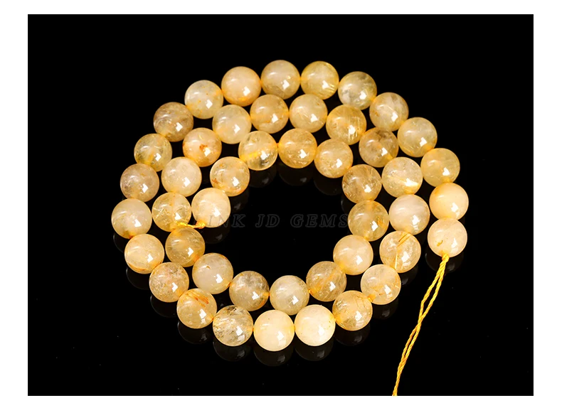Natural Stone Strong Gold Rutilated Quartz Round Loose Spacer Bead 4 6 8 10mm for Jewelry Making Diy Necklace Bracelet Accessory