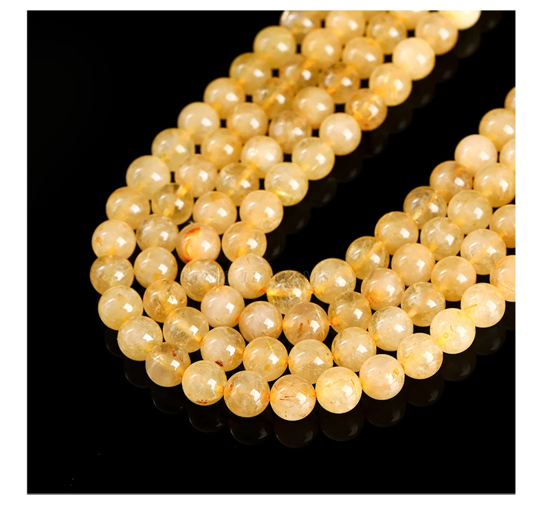 Natural Stone Strong Gold Rutilated Quartz Round Loose Spacer Bead 4 6 8 10mm for Jewelry Making Diy Necklace Bracelet Accessory