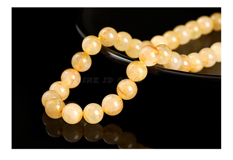 Natural Stone Strong Gold Rutilated Quartz Round Loose Spacer Bead 4 6 8 10mm for Jewelry Making Diy Necklace Bracelet Accessory
