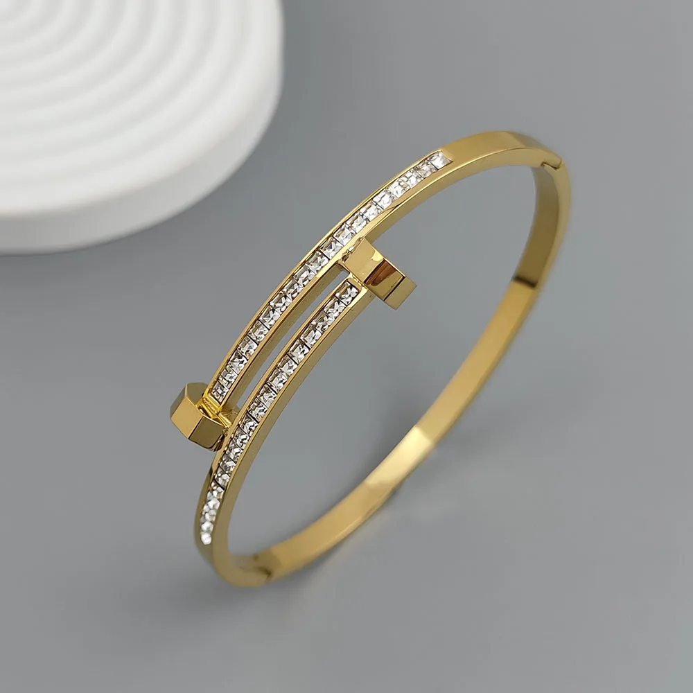 New nail zircon stainless steelGold-plated bracelet 18K, high quality waterproof couple bracelet, wife gift