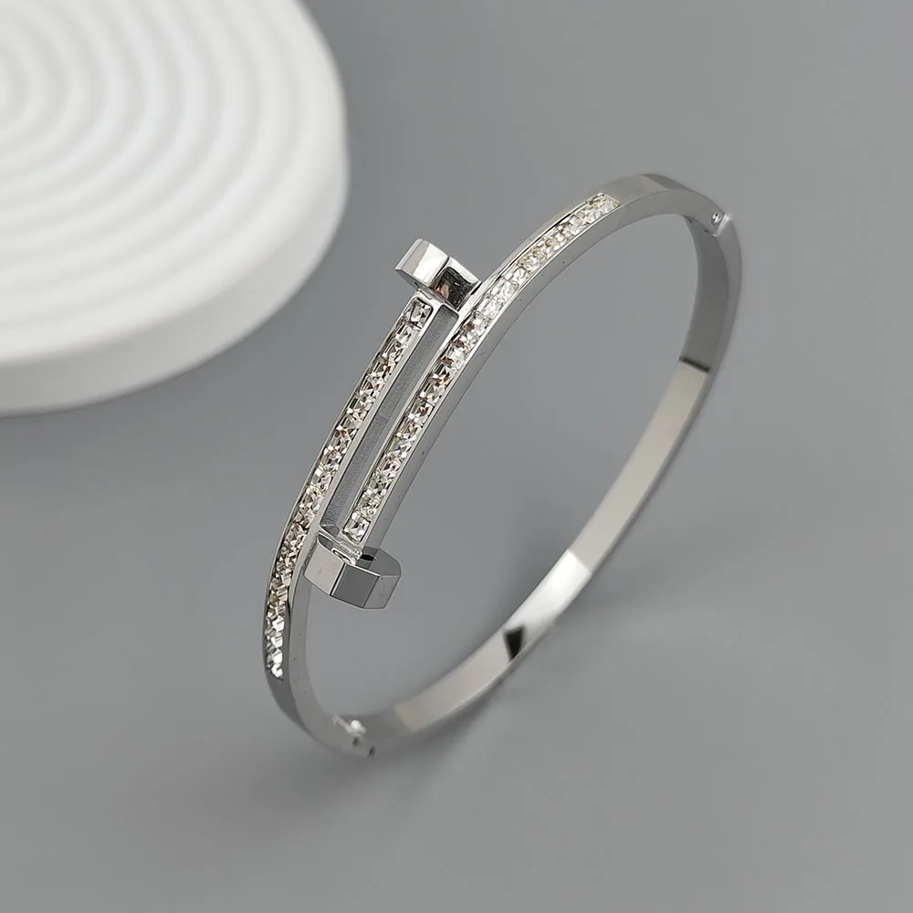 New nail zircon stainless steelGold-plated bracelet 18K, high quality waterproof couple bracelet, wife gift