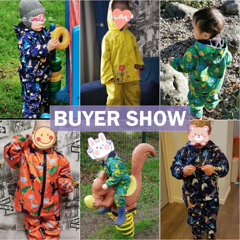 Children's Clothing Sets Cartoon Raincoat Suit Girls Boys Sets Waterproof Top and Pants 2pcs For Kids Hooded Jacket And Trousers