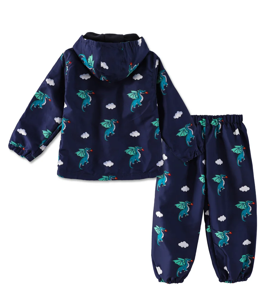 Children's Clothing Sets Cartoon Raincoat Suit Girls Boys Sets Waterproof Top and Pants 2pcs For Kids Hooded Jacket And Trousers