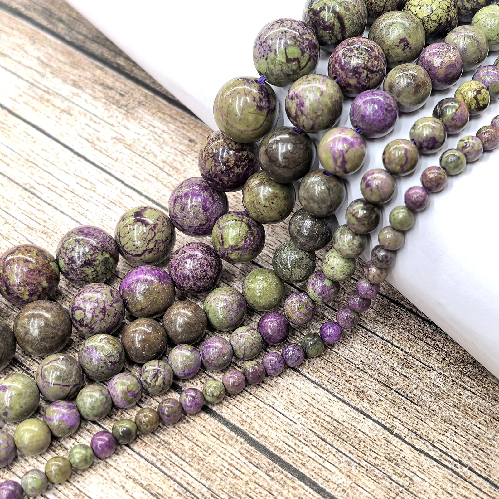 Natural Atlantisite Stichtite 4-12mm Hand-Polished Round Beads High-Quality Natural Stone Beads for DIY Bracelets