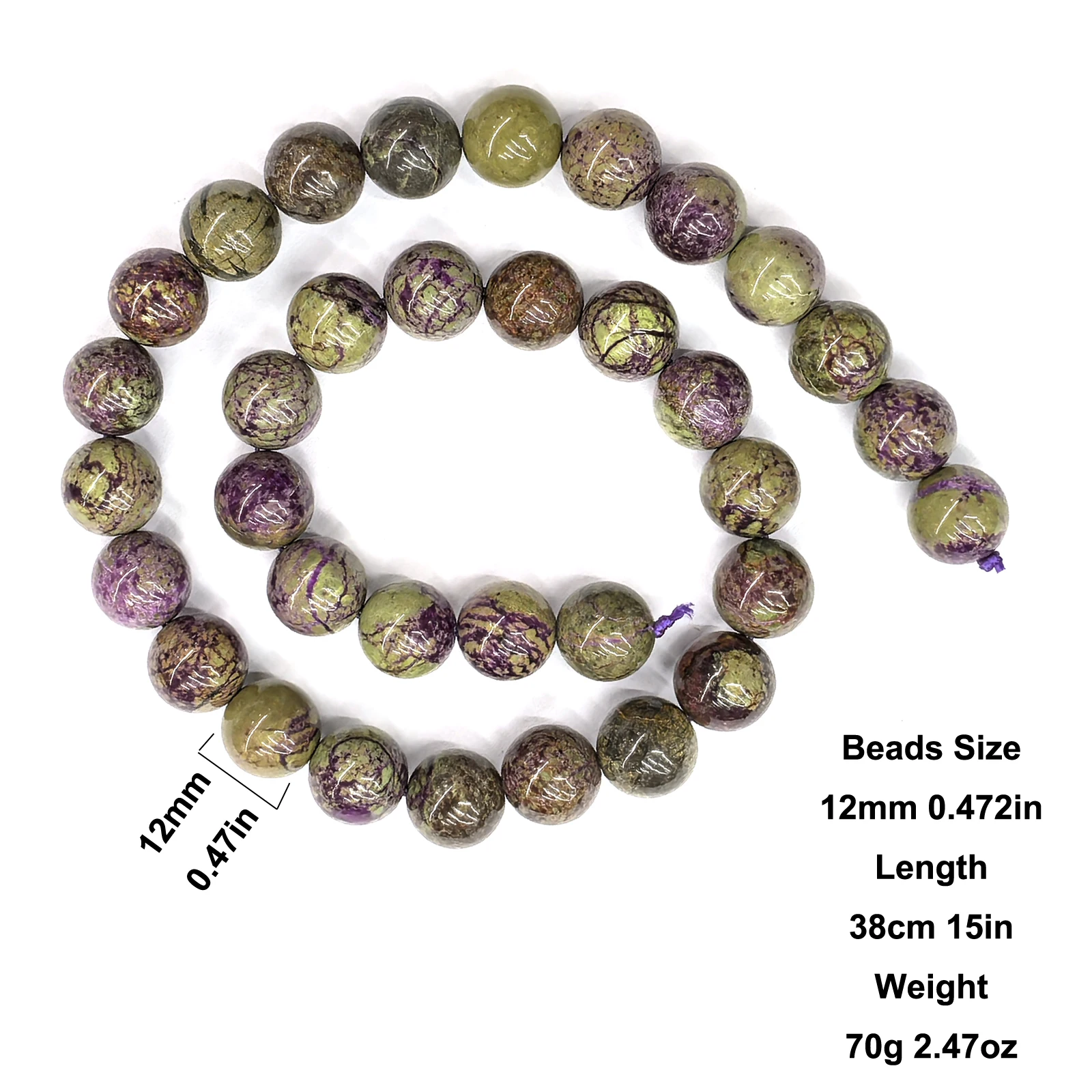 Natural Atlantisite Stichtite 4-12mm Hand-Polished Round Beads High-Quality Natural Stone Beads for DIY Bracelets