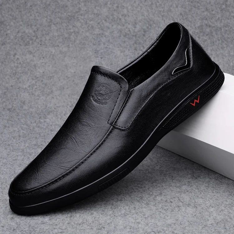 CLOHOO Men's Business Casual Shoes Handmade Layered Cowhide Rubber Bottom Leather Footwear for Office And Leisure