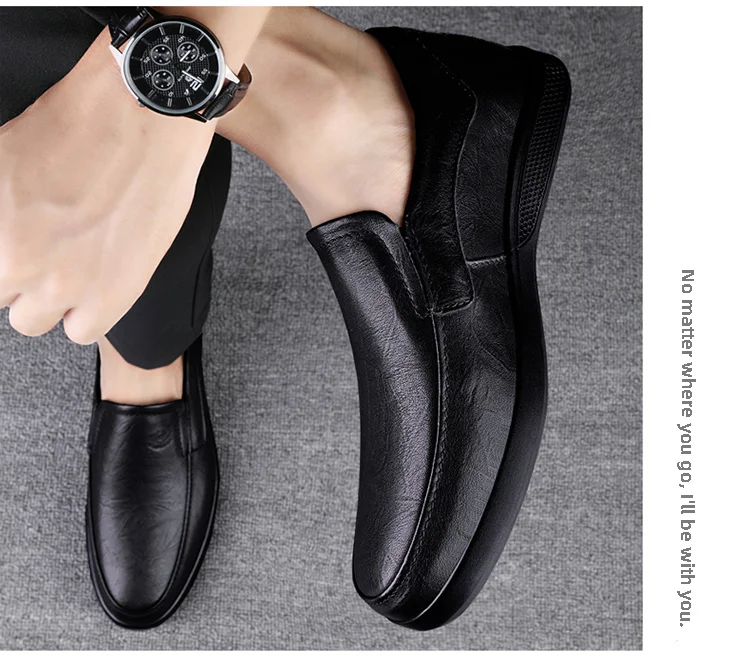 CLOHOO Men's Business Casual Shoes Handmade Layered Cowhide Rubber Bottom Leather Footwear for Office And Leisure