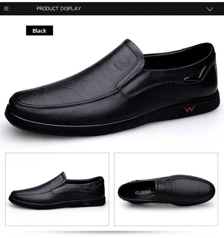 CLOHOO Men's Business Casual Shoes Handmade Layered Cowhide Rubber Bottom Leather Footwear for Office And Leisure