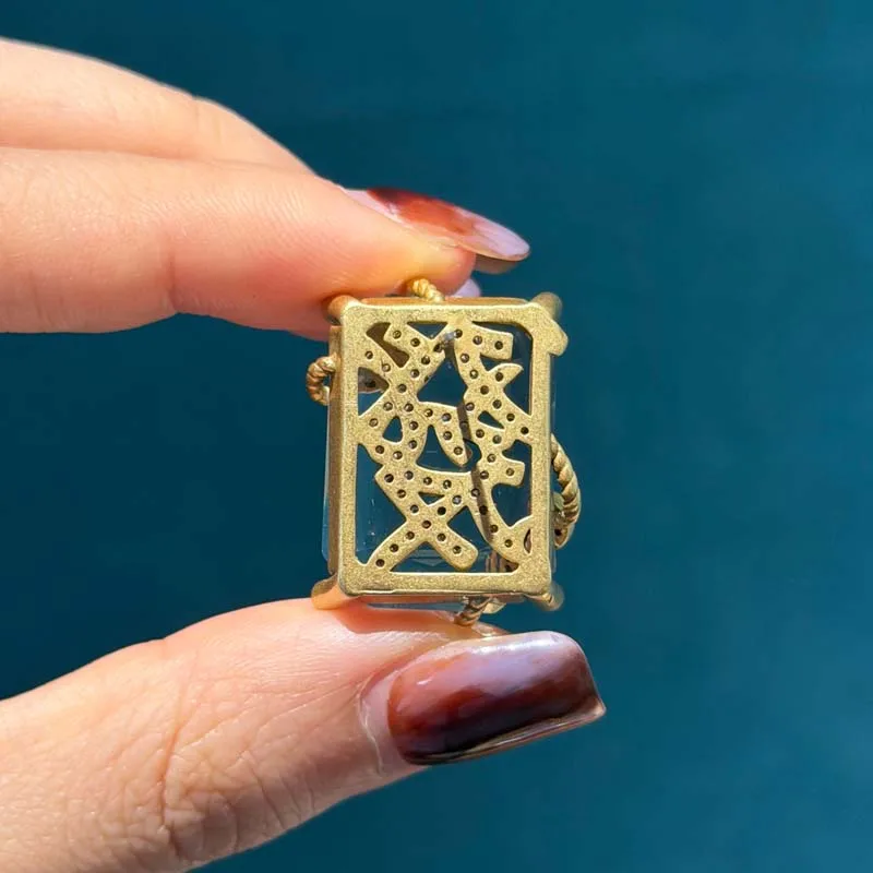 Vintage Rich Square Glass Earrings Jewelry Set Rings Transparent Winding Retro Accessories Woman Luxury Quality 2026 New