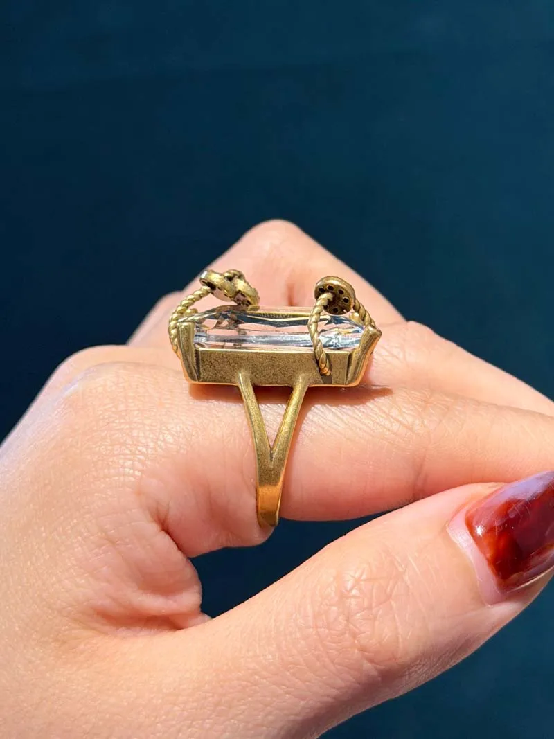 Vintage Rich Square Glass Earrings Jewelry Set Rings Transparent Winding Retro Accessories Woman Luxury Quality 2026 New
