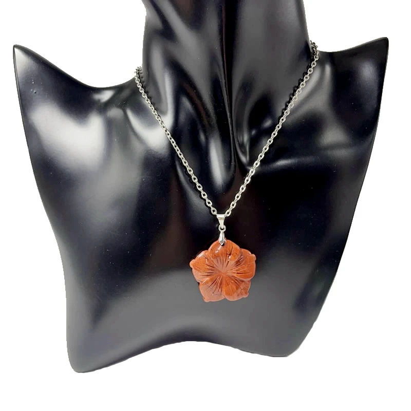 New 28MM Peach Blossom Pendant Natural Stone Amethyst Tiger Eye Agate Crystal Necklace Pendant DIY Jewelry Accessories Wholesale
