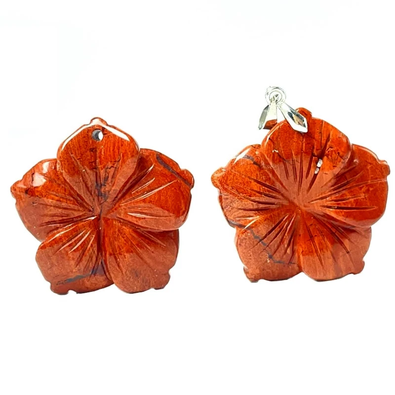 New 28MM Peach Blossom Pendant Natural Stone Amethyst Tiger Eye Agate Crystal Necklace Pendant DIY Jewelry Accessories Wholesale
