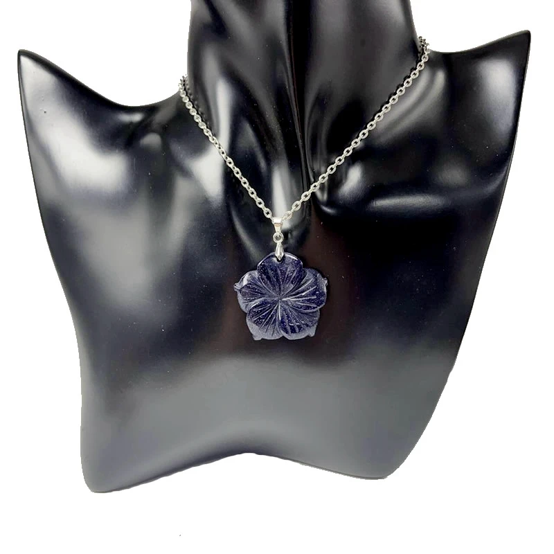 New 28MM Peach Blossom Pendant Natural Stone Amethyst Tiger Eye Agate Crystal Necklace Pendant DIY Jewelry Accessories Wholesale