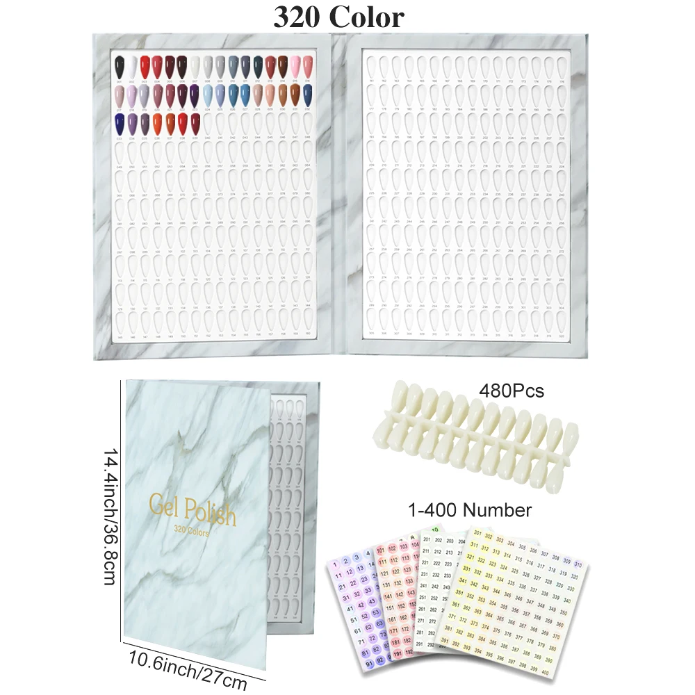 160/216/320 Colors Marbling Nail Display Book Nail Polish Books With Fake Nails Tips False Nails Styles Showing Book Nails Tool