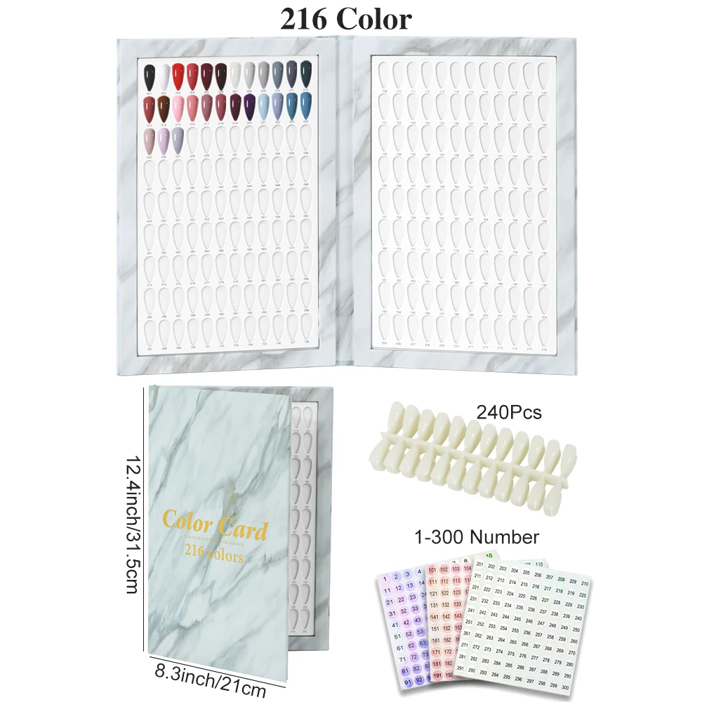 160/216/320 Colors Marbling Nail Display Book Nail Polish Books With Fake Nails Tips False Nails Styles Showing Book Nails Tool
