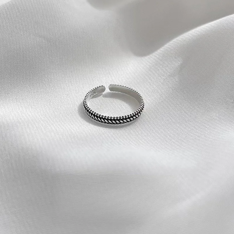 925 Sterling Silver Weave Fine Black Rings For Women Couple Wedding Elegant Luxury Jewelry Accessories Jewellery Moneys 925