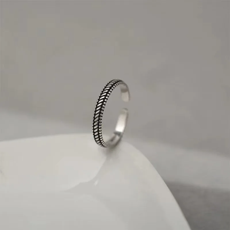 925 Sterling Silver Weave Fine Black Rings For Women Couple Wedding Elegant Luxury Jewelry Accessories Jewellery Moneys 925