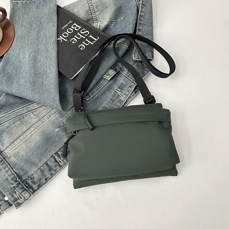 Fashion Leisure Nylon Shoulder Bag Solid Color Waterproof Cross-body Unisex Messenger Bag for Men And Women