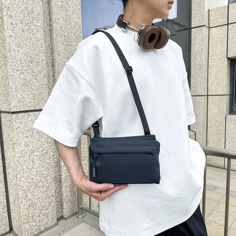 Fashion Leisure Nylon Shoulder Bag Solid Color Waterproof Cross-body Unisex Messenger Bag for Men And Women