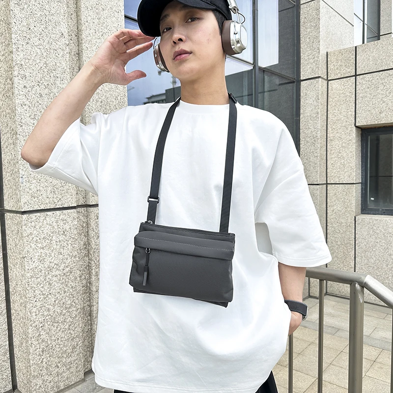 Fashion Leisure Nylon Shoulder Bag Solid Color Waterproof Cross-body Unisex Messenger Bag for Men And Women